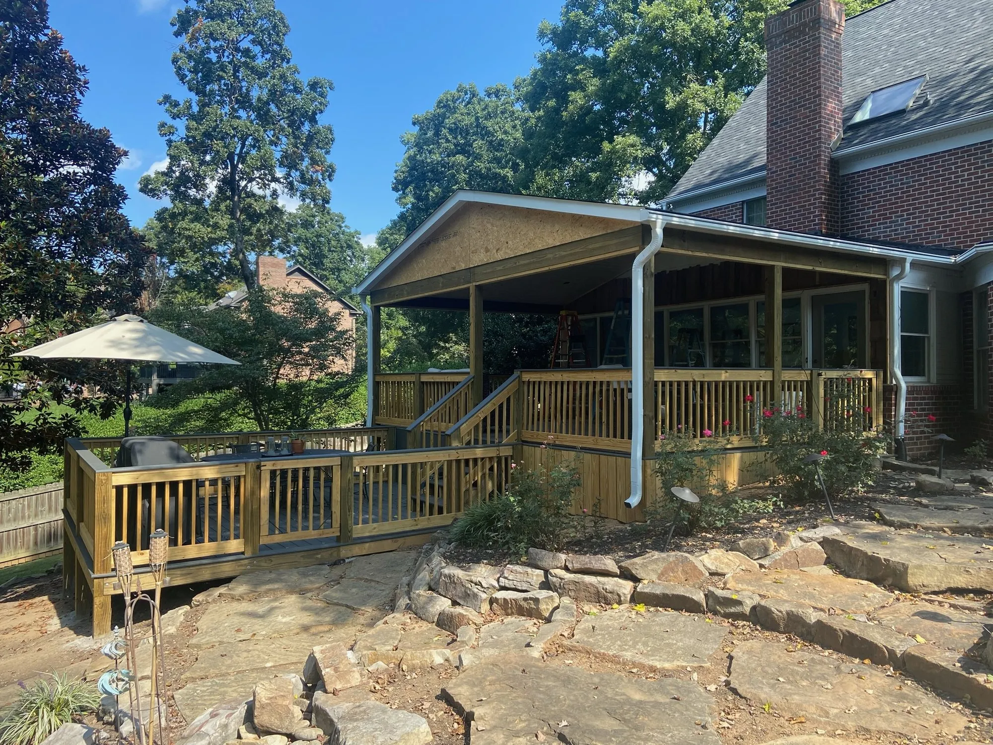 Multi level deck and stonework